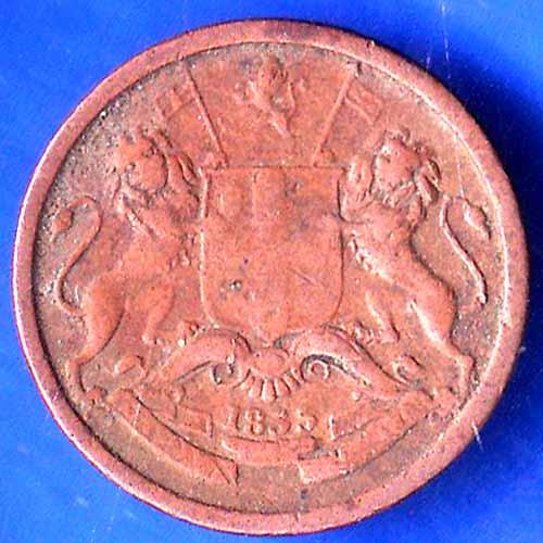 East India Company 1835 1/12 Anna Copper Coin ANH2486