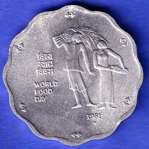 REPUBLIC INDIA 1981 BOMBAY MINT WORLD FOOD DAY 10 PAISA COIN HSK789