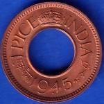 British India 1945 George VI King one pice Coin ANH290