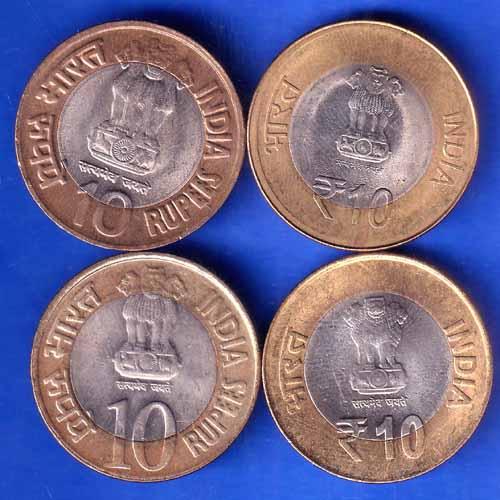 SET OF 4 : REPUBLIC INDIA TEN RUPPE FOUR DIFFERENT COINS ANH2635
