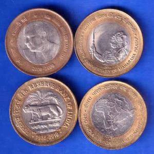 SET OF 4 : REPUBLIC INDIA TEN RUPPE FOUR DIFFERENT COINS ANH2635