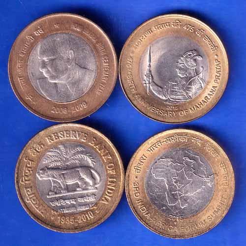 SET OF 4 : REPUBLIC INDIA TEN RUPPE FOUR DIFFERENT COINS ANH2635