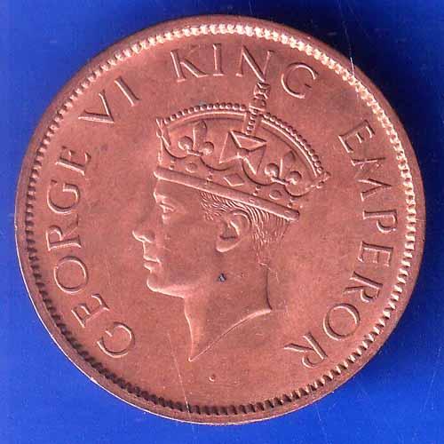 British India 1942 George VI King Emperor One Quarter Anna Copper Coin ANH2992