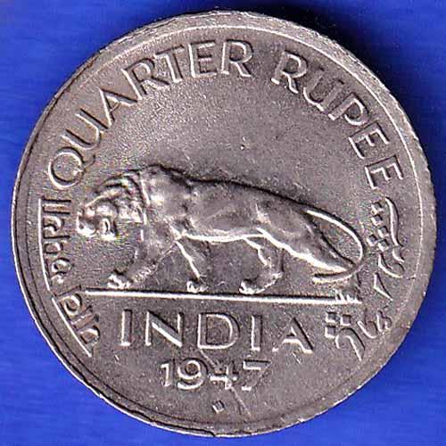 UNC British India 1947 George vi king Quarter rupee bombay mint coin ANH3337