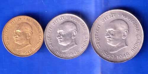 SET OF :- 3 REPUBLIC MAHATMA GANDHI'S COINS THE SAME YEAR AND DIFFERENT AMOUNT  ANH2588