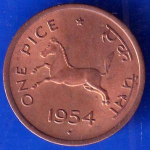 Governnment Of India 1954 Bombay Mint One Pice Coin ANH394