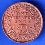 BRITISH INDIA 1936 GORGE V KING ONE QUARTER ANNA COPPER COIN ANH2993
