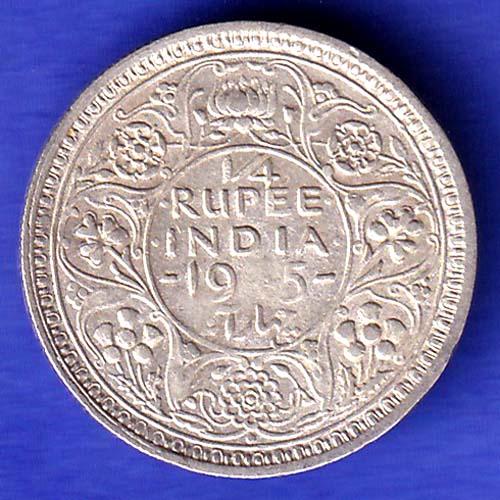 British India 1945 LAHORE MINT George Vi 1/4 Rupee Rare Silver coin HSK792