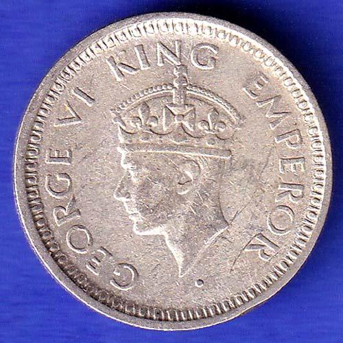 British India 1945 LAHORE MINT George Vi 1/4 Rupee Rare Silver coin HSK792