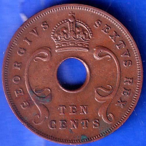 EAST AFRICA 1950 TEN CENTS Georgivs VI REX ET IND.IMP ANH738