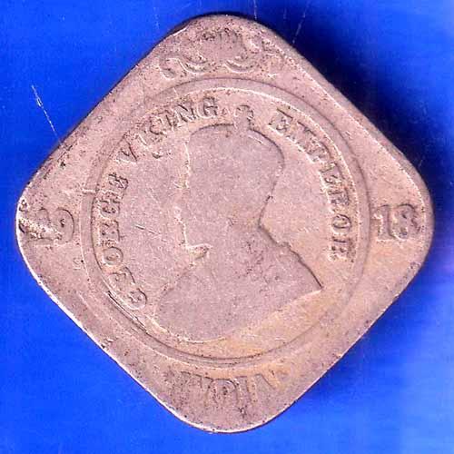 BRITISH INDIA 1918 GEORGE V KING 2 ANNAS COIN ANH2243