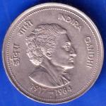 Republic India 1917-1984 Bombay Mint Indira Gandhi 5 RUPPE Coin ANH2637