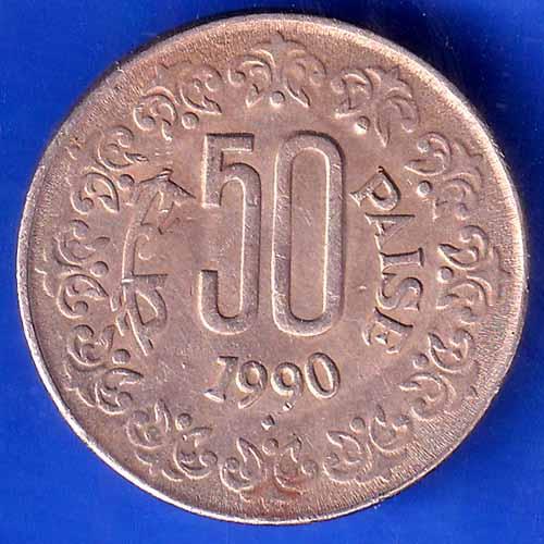 republic india 1990 BOMBAY MINT 50 paisa ANH2842