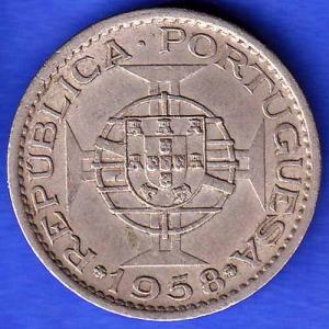 Portuguese India 1958 Goa 1 Escudo Coin ANH3340