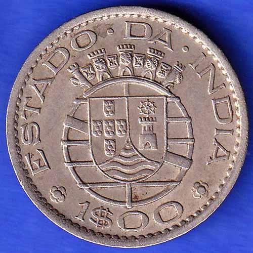 Portuguese India 1958 Goa 1 Escudo Coin ANH3340