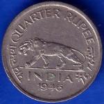 British India 1946 Bombay Mint George Vi King Emperor Quarter Rupee Rare Coin ANH294