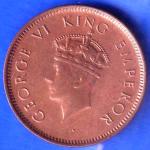 BRITISH INDIA 1939 GORGE VI KING ONE QUARTER ANNA COPPER COIN ANH2491