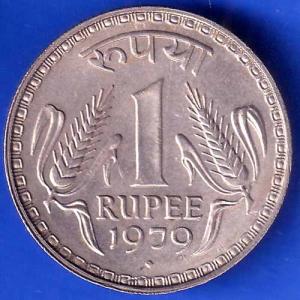 Republic India 1979 One Rupee BOMBAY MINT Coin ANH2591