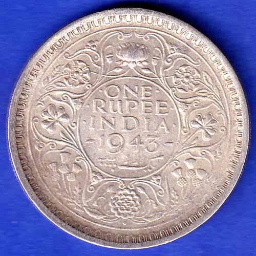 British India 1943 Bombay Mint George Vi King Emperor One Rupee Coin ANH3342