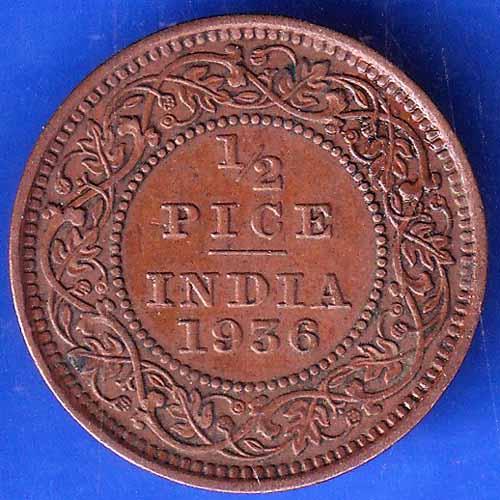 British India 1936 George V King Emperor Half Pice Coin ANH2096