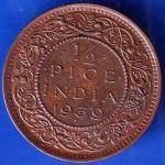 British India 1939 Bombay Mint George Vi King Emperor Half Pice Coin ANH1643