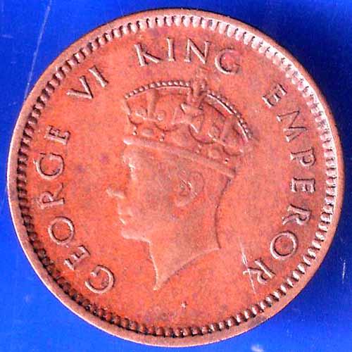 British India 1939 George VI King Emperor Half Pice Coin ANH2446