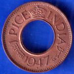 British India 1947 George Vi One Pice Copper Coin ANH451