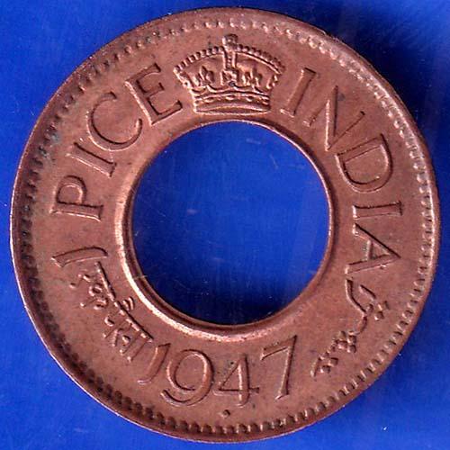 British India 1947 George Vi One Pice Copper Coin ANH451