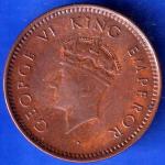 British India 1939 Bombay Mint George Vi King Emperor Half Pice Coin ANH1643
