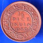 British India 1939 George VI King Emperor Half Pice Coin ANH2446
