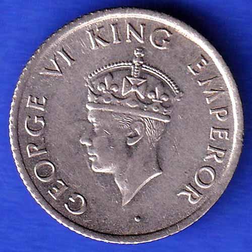 UNC BRITISH INDIA 1946 BOMBAY MINT GEORGE VI KING QUATER RUPEE COIN ANH3343