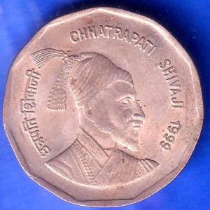 Republic India 1999 Chhatrapati Shivaji 2 Rupee Coin ANH2540