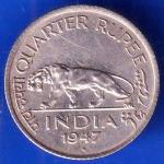 British India 1947 George vi king quarter rupee bombay mint coin ANH2739