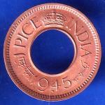British India 1945 Bombay Mint George VI King 1 Pice Copper Coin ANH2797