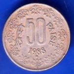 Republic India 1988 50 Paise Hyderabad MINT Coin ANH2999