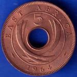 EAST AFRICA 1954 FIVE CENTS Georgivs VI REX ET IND.IMP ANH1245