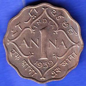 British India 1939 Bombay Mint George VI King 1 Anna Coin ANH3345