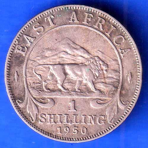 EAST AFRICA 1950 GEORGIVS SEXTVS REX  1 SHILLING COIN ANH3044