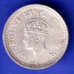 BRITISH INDIA 1944 LAHORE MINT GEORGE VI 1/4 RUPEE BEAUTIFUL SILVER COIN HSK900