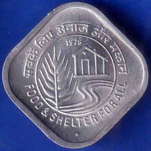 Republic India 1978 Bombay Mint Food And Shelter For All 5 Paisa Coin ANH1303