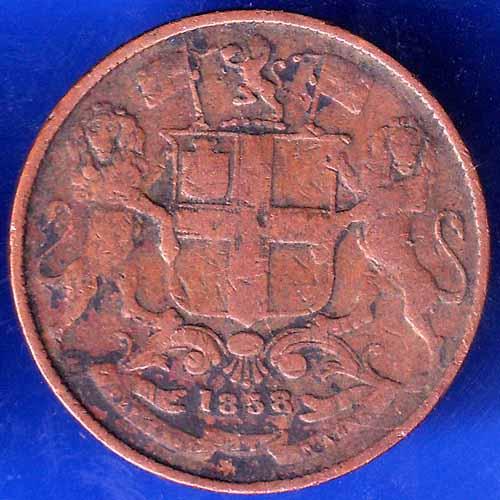 East India Company 1838 One Quarter Anna Copper Coin ANH1505