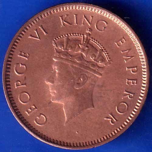 BRITISH INDIA 1939 GORGE VI KING ONE QUARTER ANNA COPPER COIN ANH2003
