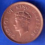 UNC BRITISH INDIA 1939 GORGE VI KING ONE QUARTER ANNA COPPER COIN ANH2155