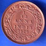 BRITISH INDIA 1926 GEORGE V 1/12 ANNA COPPER COIN ANH2903