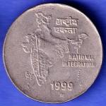 Republic India 1999 Hyderabad Mint National Integration 2 Rupees Coin  SK505