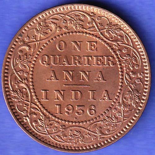 British india 1936 Bombay Mint George v one quarter anna copper coin SK775