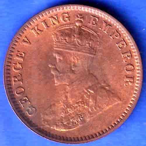 British India 1920 George V King ONE QUARTER Anna Copper Coin  SK815