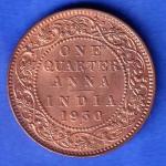 British india 1930 BOMBAY MINT George v one quarter anna copper coin  SK1004