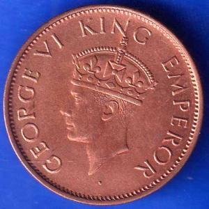 British India 1940 George VI King One Quarter Anna Copper Coin ANH1807