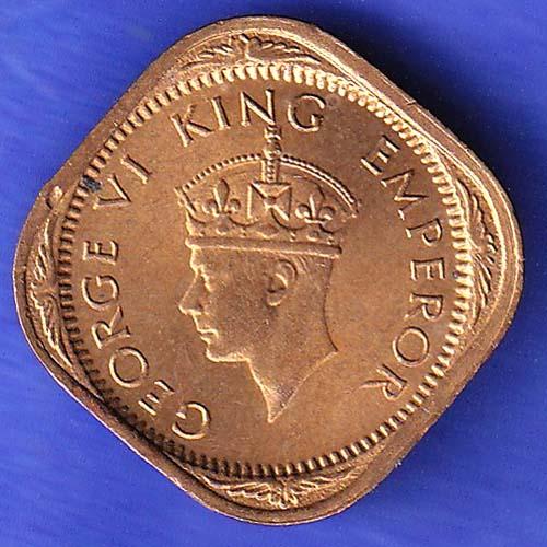 BRITISH INDIA 1944 GEORGE VI 1/2 ANNA COIN  HSK854